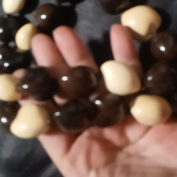 Large wooden beaded statement necklaces 2 brown black & tan - Picture 4 of 7